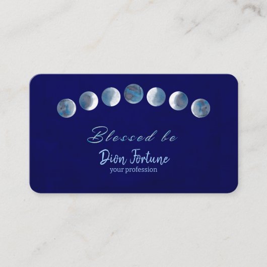 Carte De Visite Phases Bleues Bleu Bleu Bénie Soit (Devant)