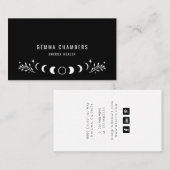 Carte De Visite Phases de lune céleste holistique Noir (Devant / Derrière)