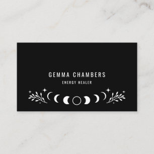 Carte De Visite Phases de lune céleste holistique Noir