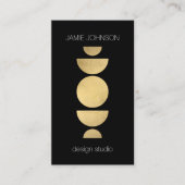 Carte De Visite Phases Lune Abstraites Art géométrique Or/Noir (Devant)