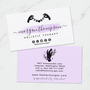 Carte De Visite Phases minimalistes des mains et de la lune Reiki 