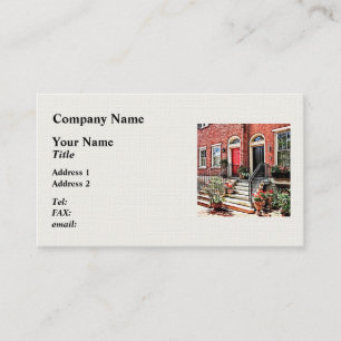 Carte De Visite Philadelphie PA - Maison avec géraniums rouges
