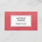 Carte De Visite Phlebotomiste Sang Lab Tech Infirmière Aquarelle r (Devant)