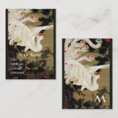 Carte De Visite PHOENIX D'AMOUR VOLANT, Plumes blanches, Monogramm (Devant / Derrière)