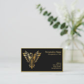 Carte De Visite Phoenix Rising Black & Gold Elegant (Debout devant)