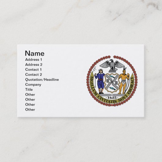 Carte De Visite Phoque de New York (Devant)