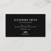 Carte De Visite photo à la mode encadrée de photos en texte blanc (Dos)