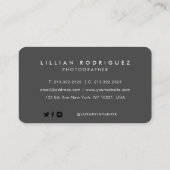 Carte De Visite Photo abstraite  Black moderne (Dos)