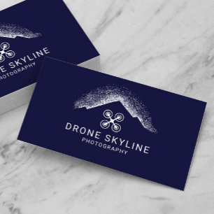 Carte De Visite Photo aérienne drone Photographe bleu marine