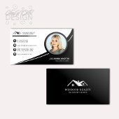 Carte De Visite Photo agent immobilier noir et blanc moderne