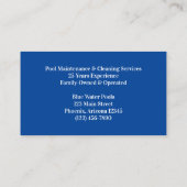 Carte De Visite Photo Aqua Blue Piscine (Dos)