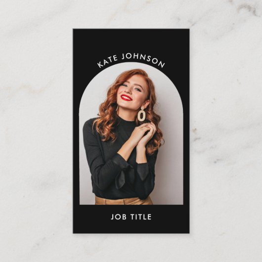 Carte De Visite Photo Arc simple moderne noir blanc QR Code (Devant)