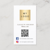 Carte De Visite Photo arch Qr code médias sociaux blanc (Devant)
