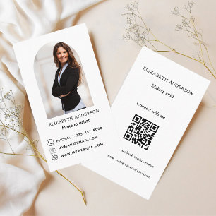 Carte De Visite Photo arch Qr code médias sociaux blanc noir