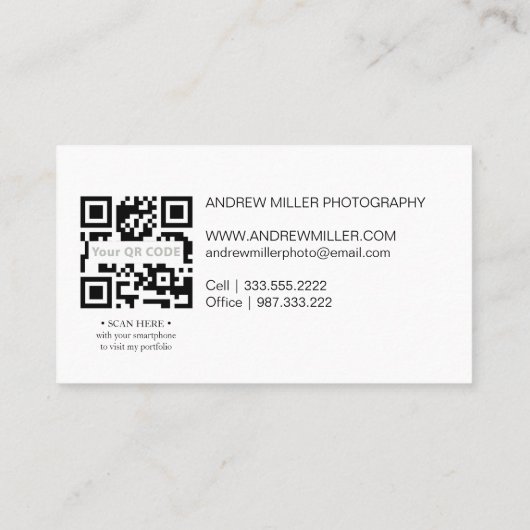 Carte de visite photo avec code QR (Dos)