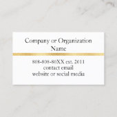 Carte De Visite Photo avec Elegant Script et Gold sur Navy Blue (Dos)