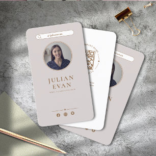 Carte de visite photo beige simple et élégant