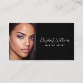 Carte De Visite Photo Black Blush Pink Photo Script Makeup Artist (Devant)