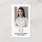 Carte De Visite Photo blanche générique Code QR Logo vertical (Devant)