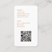 Carte De Visite Photo blanche / ocre Code QR social (Dos)