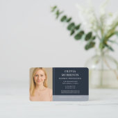Carte De Visite Photo Bleu Marine (Debout devant)