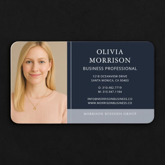 Carte De Visite Photo Bleu Marine
