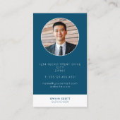 Carte De Visite Photo bleu moderne avec votre logo (Dos)