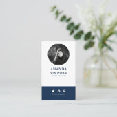 Carte De Visite Photo bleue de la marine professionnelle moderne (Debout devant)