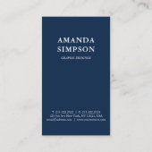 Carte De Visite Photo bleue de la marine professionnelle moderne (Dos)