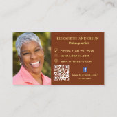 Carte De Visite Photo brun rour Code Qr social Facebook icône (Dos)