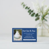 Carte De Visite Photo Cake Baker Chef Caterer Décorateur Bleu (Debout devant)