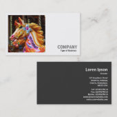 Carte De Visite Photo carré (v2) - Chevaux joyeux (Devant / Derrière)