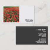 Carte De Visite Photo carré (v2) - Lit de tulipes rouges 02 (Devant / Derrière)