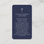 Carte De Visite Photo Célébration de la vie funéraire Prière bleue (Dos)