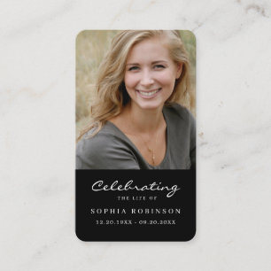 Carte De Visite Photo Célébration de la vie Prière funéraire Noir