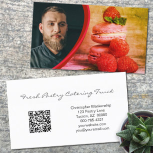Carte De Visite Photo Chef pâtisserie personnalisée avec code QR