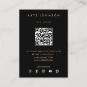 Carte De Visite Photo Clou Artiste Salon QR Code Social Media Blac (Dos)