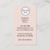 Carte de visite photo Code QR Logo Script Rose Pâl (Dos)