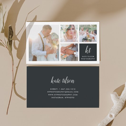 Carte De Visite Photo Collage & Calligraphie Monogramme Photograph