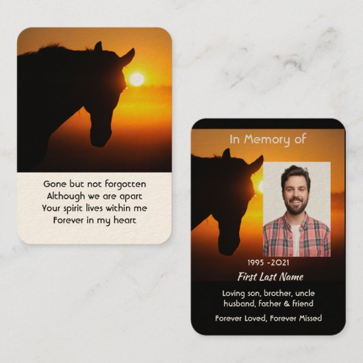 Carte De Visite Photo commémorative Cheval Silhouette (Devant / Derrière)