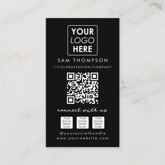 Carte De Visite Photo Connect with Us Social Media QR Code Logo (Devant)