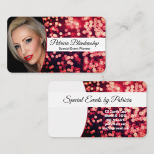 Carte De Visite Photo d'affaires rouge à effet bokeh accrocheur