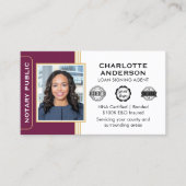 Carte De Visite Photo d'agent de signature notariale classique en (Devant)