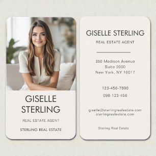 Carte De Visite Photo d'agent immobilier neutre et élégant