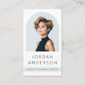 Carte De Visite Photo d'arc logo QR vert mer pâle pâle (Devant)