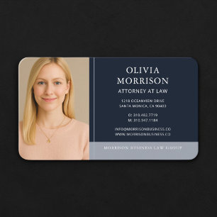 Carte De Visite Photo d'avocat bleu marine 
