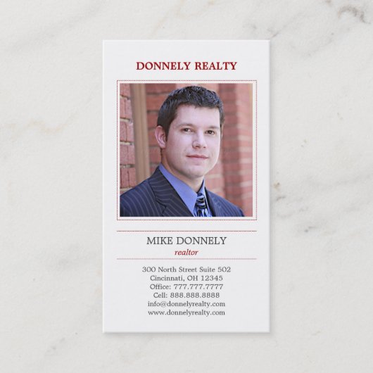 Carte de visite photo de bordure en pointillés (ro (Devant)