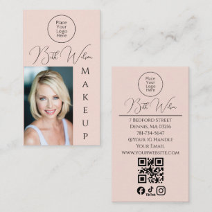Carte De Visite Photo de branding d'entreprise de beauté rose pâle