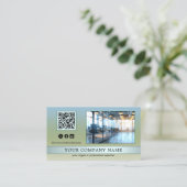 Carte De Visite Photo de bureau bleu moderne (Debout devant)