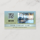 Carte De Visite Photo de bureau bleu moderne (Devant)